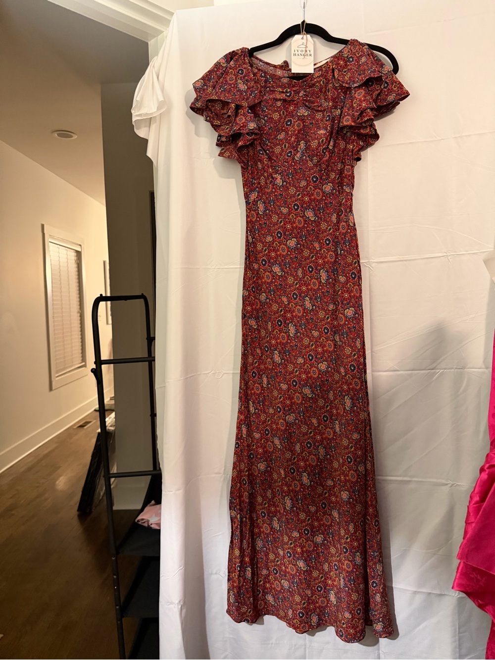 Doen Beatriz Floral Silk Short-Sleeve Maxi Dress XXS - Picture 2 of 5